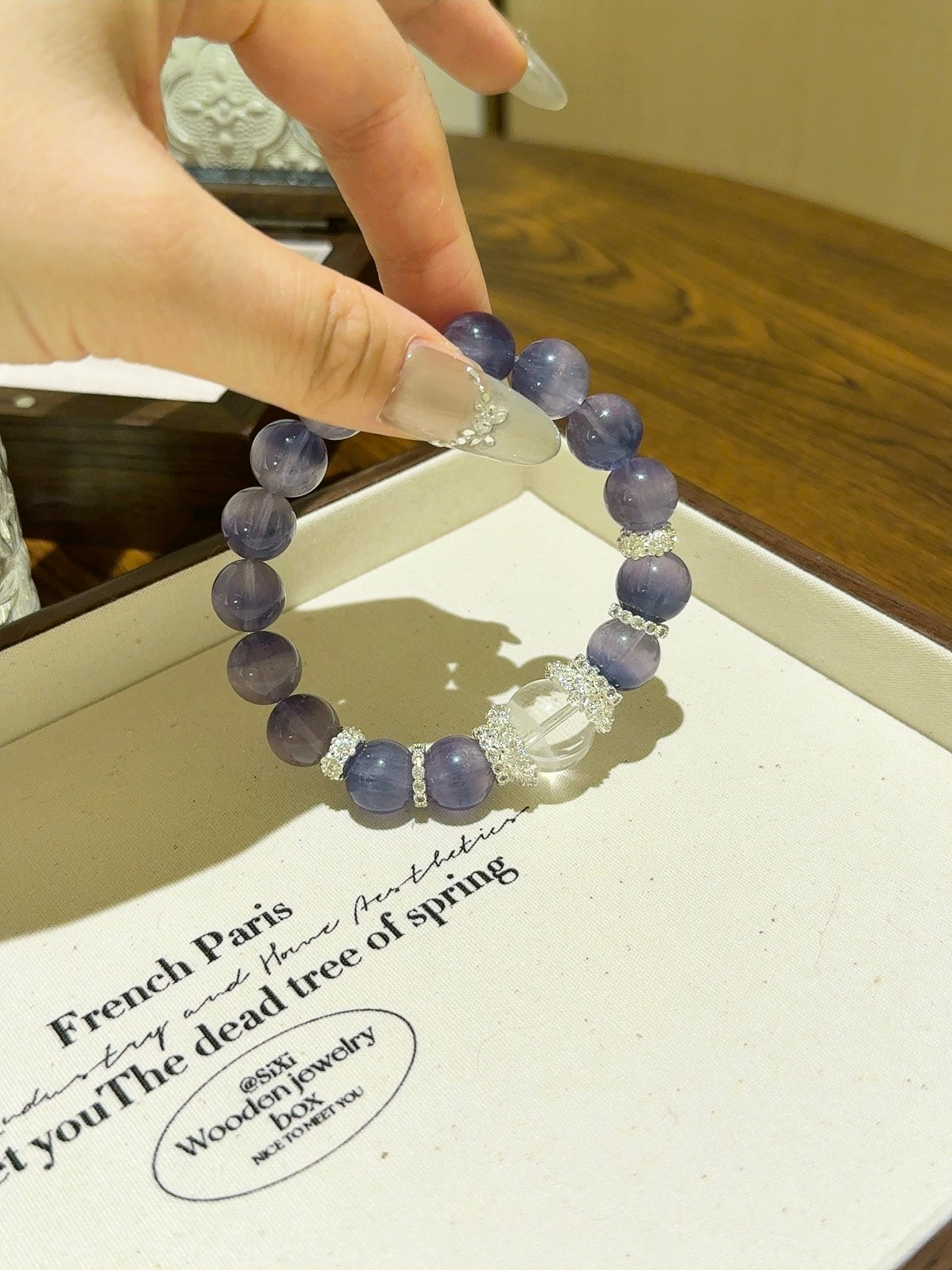 ▫️▪️ Brushed fluorite white ghost bracelet